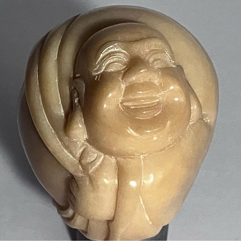 Vintage TAGUA NUT NETSUKE / Hand Carved LAUGHING BUDDHA / 2 Inches Tall / RARE!!